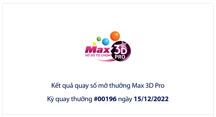 Kết quả QSMT Max3D Pro của Vietlott Ngày 15/12/2022
