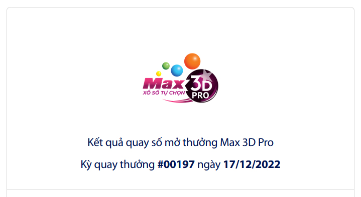 Kết quả QSMT Max3D Pro của Vietlott Ngày 17/12/2022